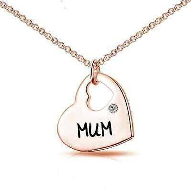 Rose gold plated mum heart necklace created with zircondia® crystals