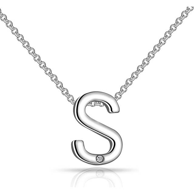 Initial Necklace Letter S Created with Zircondia® Crystals