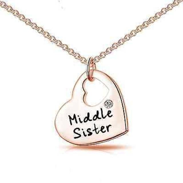 Rose gold plated middle sister heart necklace created with zircondia® crystals