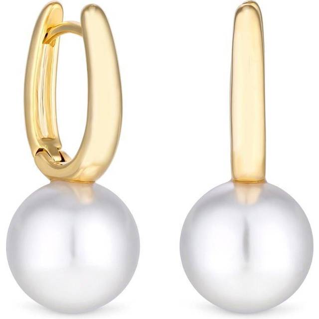 Jon Richard Gold Plated Pearl Drop Hoop Earrings, Yellow Gold, Women