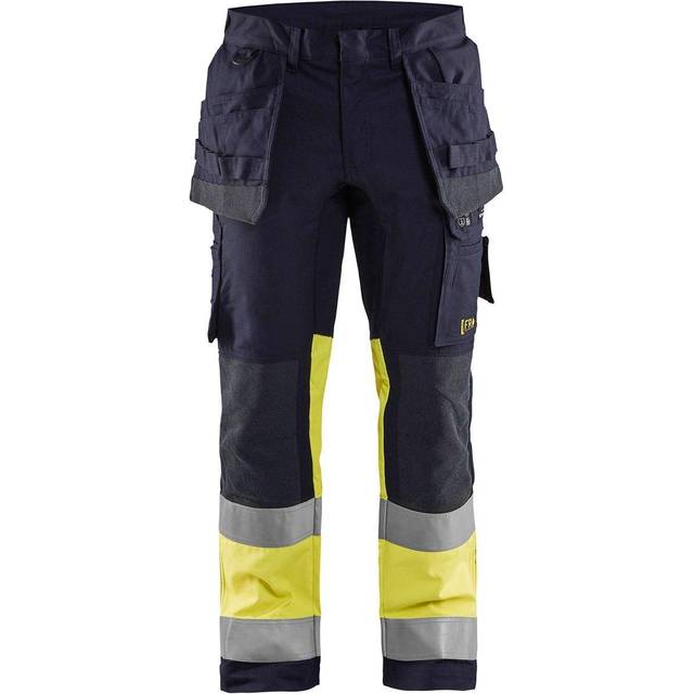 Blaklader 148715128933C60 Multinorm fasta arbetsbyxor med stretch, marinblå/gul, storlek C60
