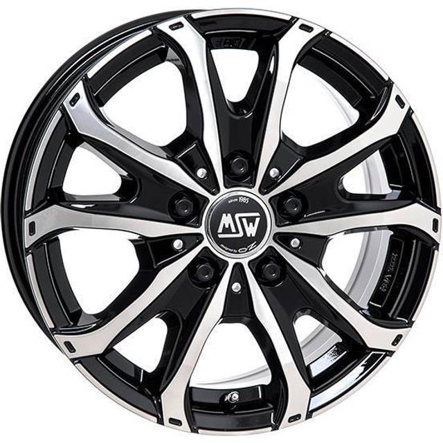 MSW 48 Van Alloy Wheels In Gloss Black Full Polished Set Of 4 - 16x6.5 Inch ET68 6x125 PCD, Black/silver