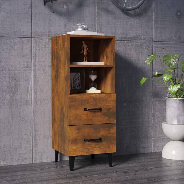 vidaXL Sideboard Smoked Oak 34.5x34x90 cm Engineered Wood - Brown