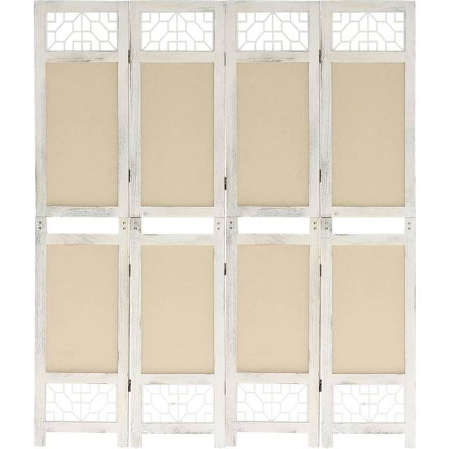 vidaXL 4-Panel Room Divider Cream 140x165 cm Fabric