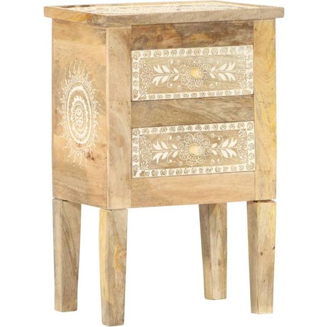 vidaXL Hand Painted bedside Cabinet 40x30x60 cm Solid Mango Wood - Brown