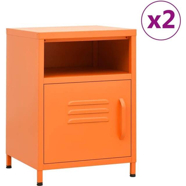 vidaXL Nightstands 2 pcs Orange 35x35x51 cm Steel