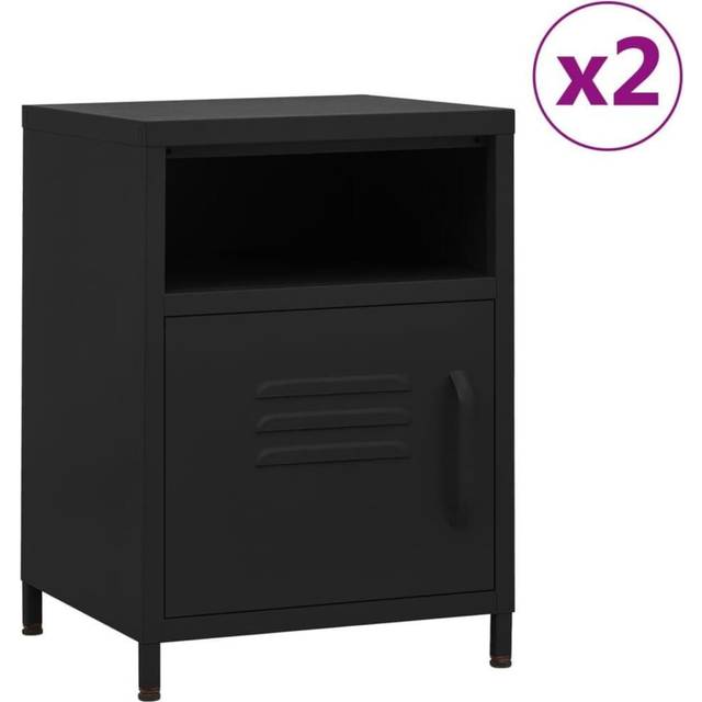 natborde 2 stk. 35x35x51 cm stål sort