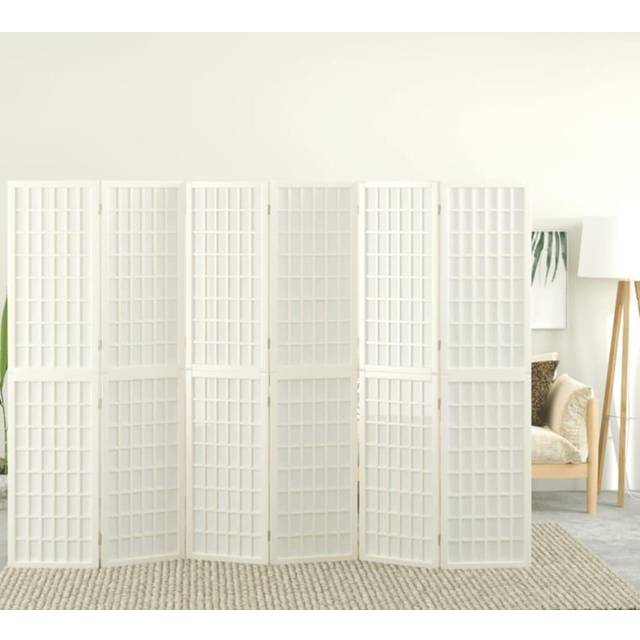 Rumsavdelare med 6 paneler japansk stil 240x170 cm vit