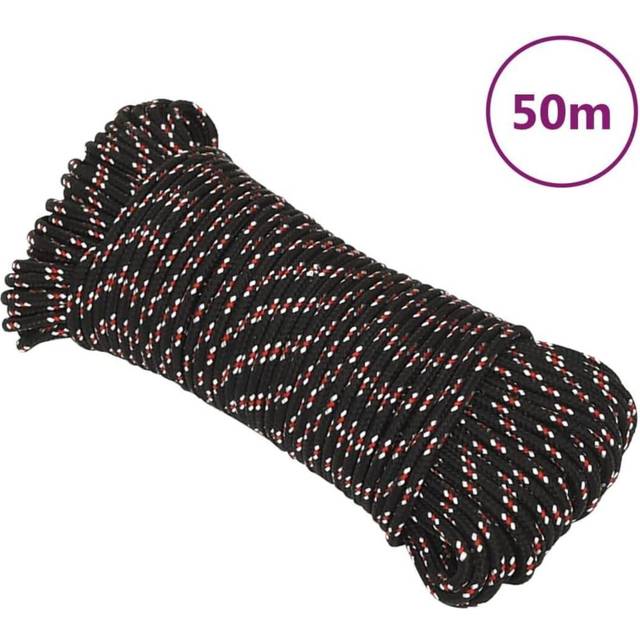 vidaXL Boat Rope Black 3 mm 50 m Polypropylene - black and red