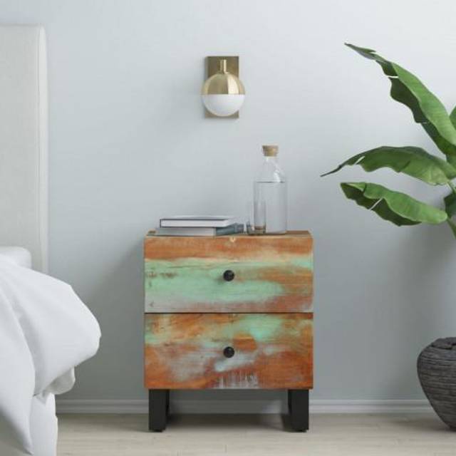 vidaXL Bedside Cabinet 40x33x46 cm Solid Wood Reclaimed - Black