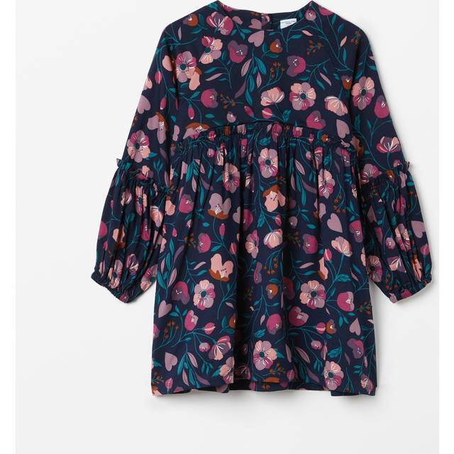 Floral Print Kids Dress - Navy - 3-4y x 104