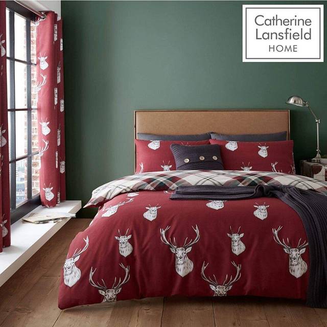 Munro Stag Reversible Duvet Cover Set with Pillowcases - White (Single - 1 Standard Pillowcase)