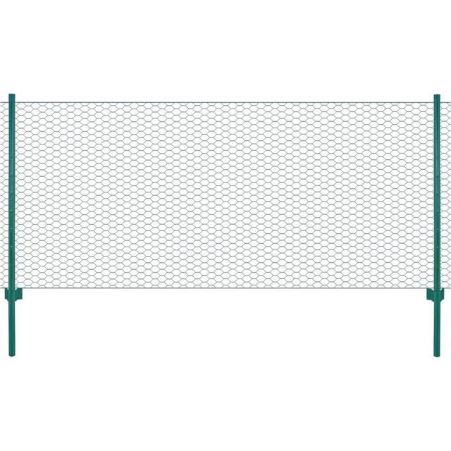 vidaXL Wire Mesh Fence with Posts Steel 25x0.5 m Green