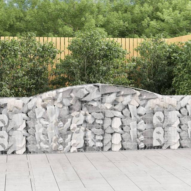 vidaXL Arched Gabion Baskets 8 pcs 400x30x80/100 cm Galvanised Iron - Silver