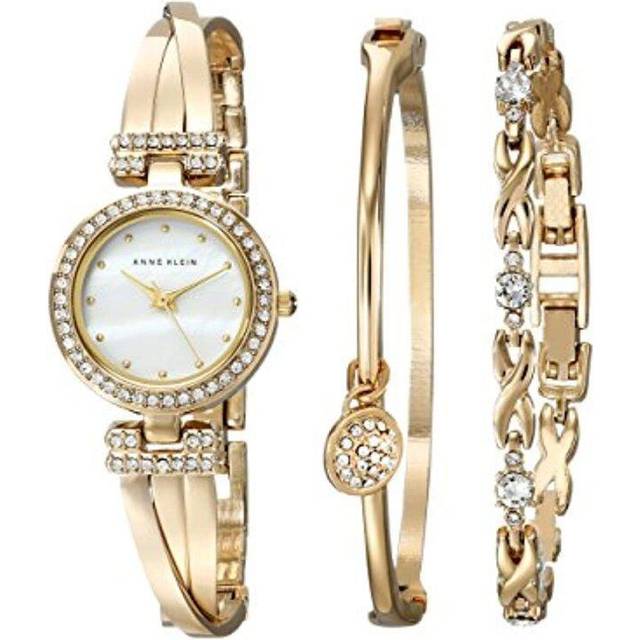 Anne Klein Women&#39;s Premium Crystal Accented Bangle Watch and Bracelet