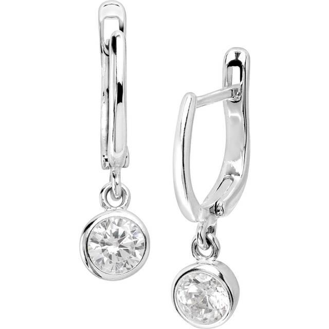 Silpada 'In the Loop' Huggie Hoop Earrings w Cubic Zirconias in Sterling Silver - White