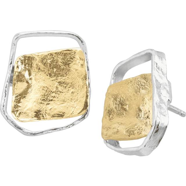 Silpada 'Golden Sands' Stud Earrings in Sterling Silver with 14K Gold-Plating - Two-Tone
