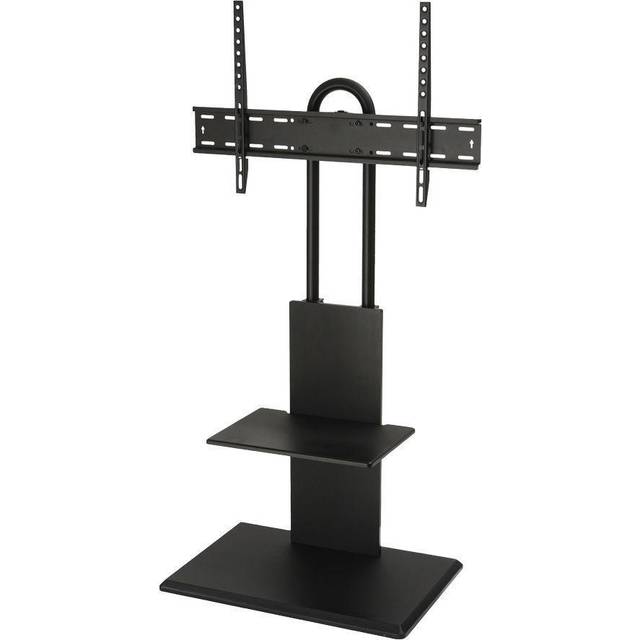 TTAP Single Shelf Black Floor Pedestal TV Stand with Swivel Mounting Bracket