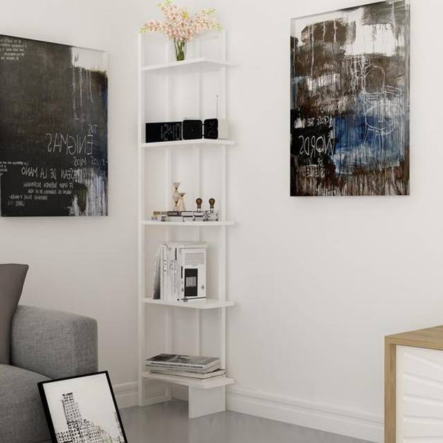 Decorotika Alice 5-tier Corner Bookcase Bookshelf Shelving Unit - White, White