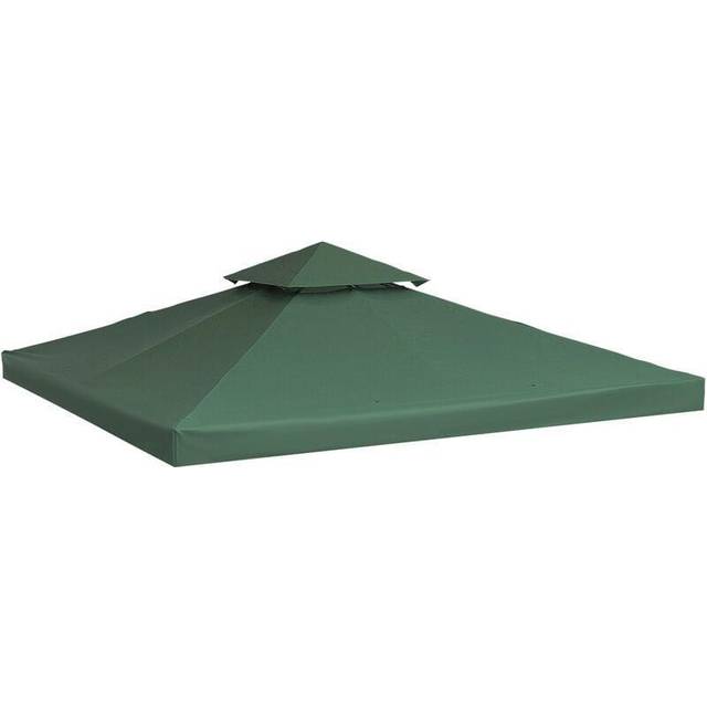 Outsunny 3 X 3 M Gazebo Top Cover Double Tier Canopy Replacement Pavilion Roof Dark Green
