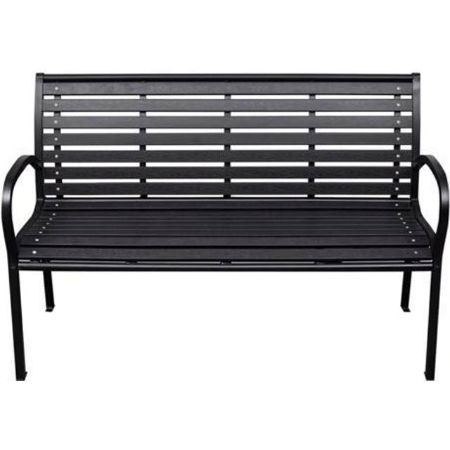 vidaXL Garden Bench Black 116 cm Steel and WPC