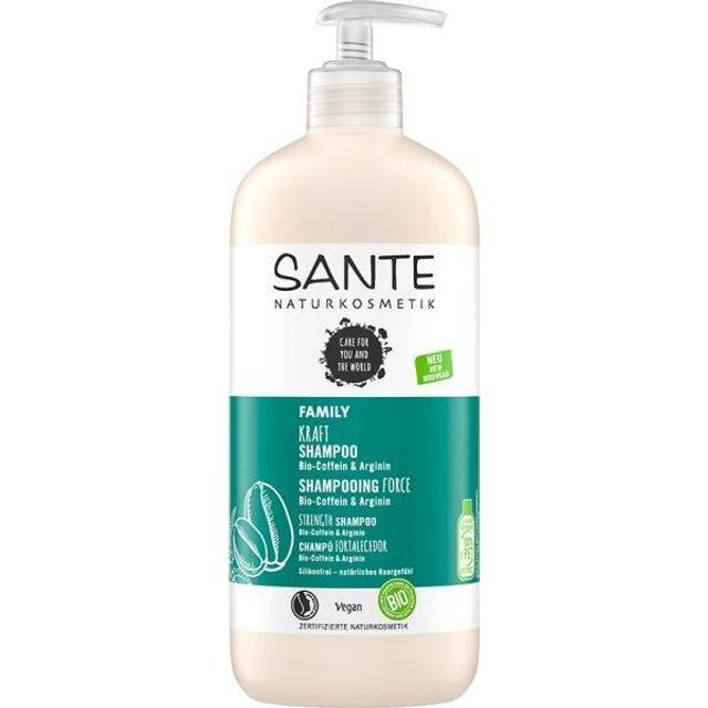 SANTE Naturkosmetik uppfriskande schampo för sprött hår, vårdschampo för mer glans och mjukhet i fördelaktig storlek, med arginin och ekologisk koffein, familjestyrka schampo, 1 x 500 ml