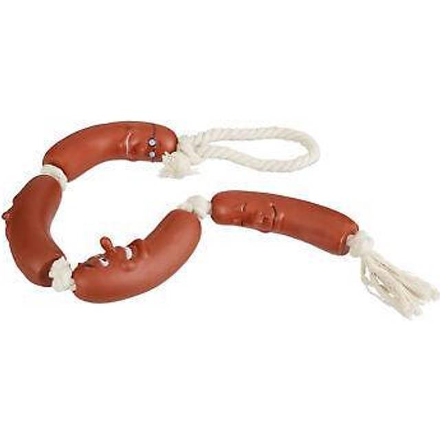 Sausage Dog Chewing Toy, 65 cm, Red/White