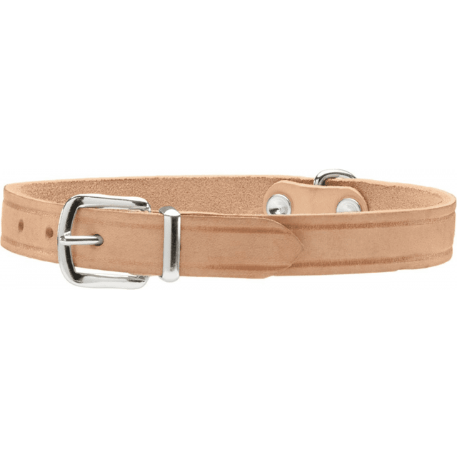 HUNTER AALBORG Hundhalsband, läder, enkelt, robust, bekvämt, 47 (S-M), natur
