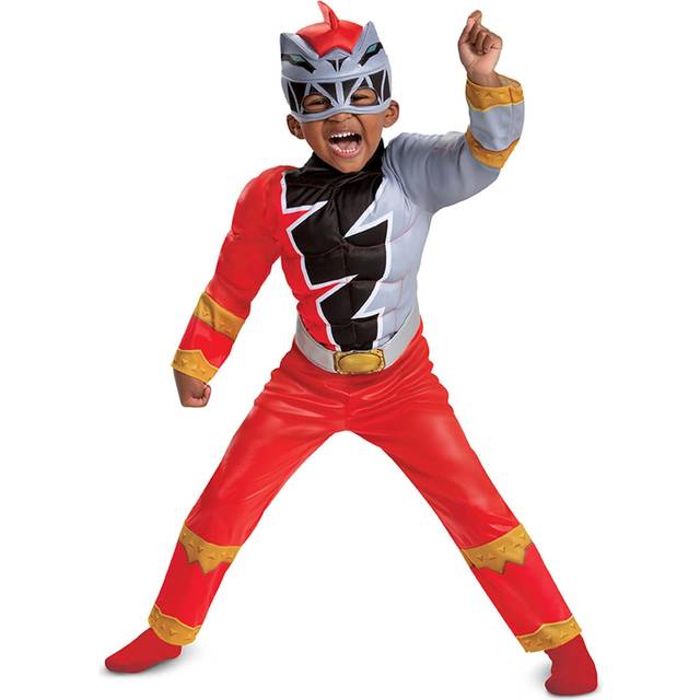 Toddler dino fury red power rangers costume kids superhero fancy dress 3 - 4 yrs