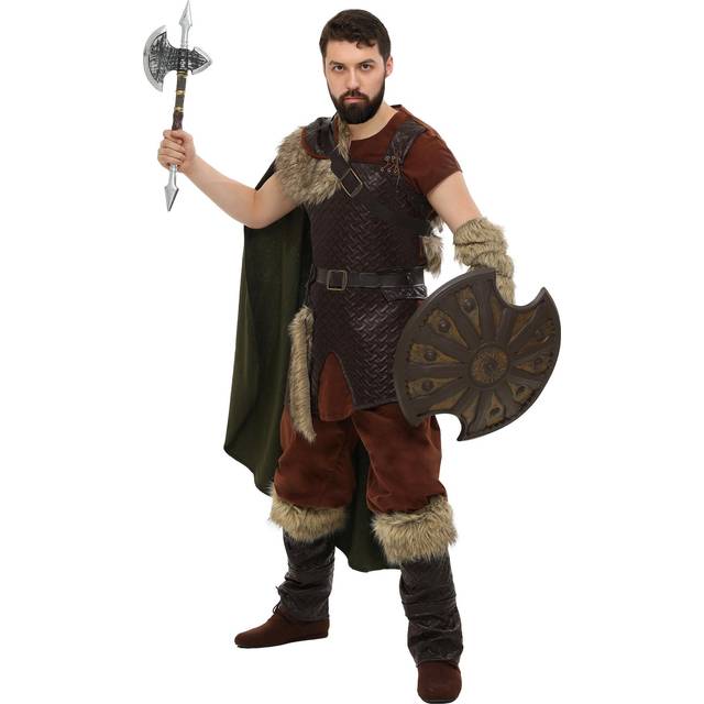 Nordic Viking Plus Size Costume for Men - Yellow&#47;Green&#47;Brown (4X)