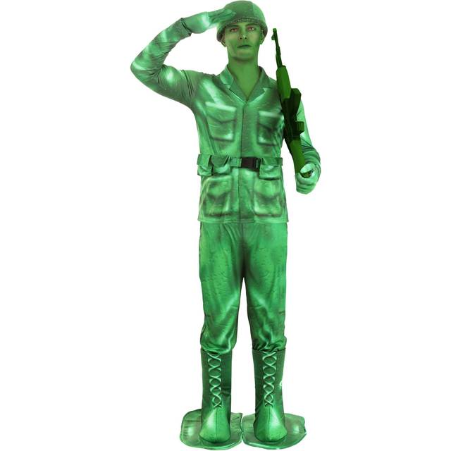 Kid's Plastic Green Army Man Costume | Toy Costumes (XL)