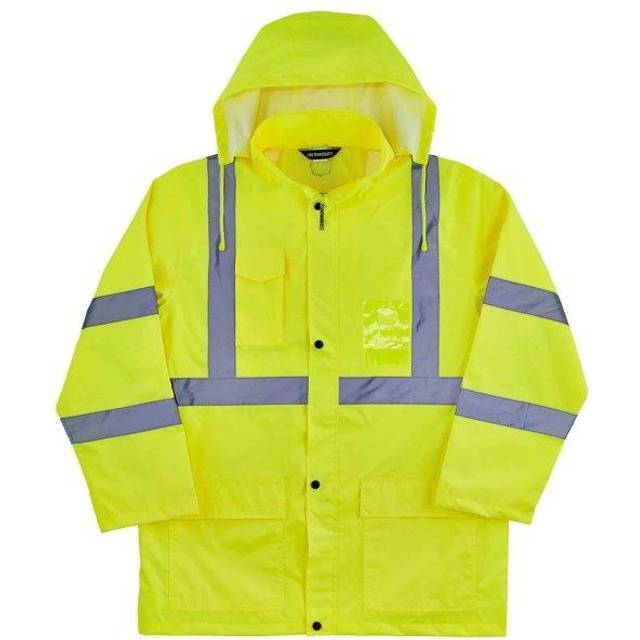 GloWear 24332 Type R Class 3 Lightweight High Visibility Rain Jacket, Lime - Small