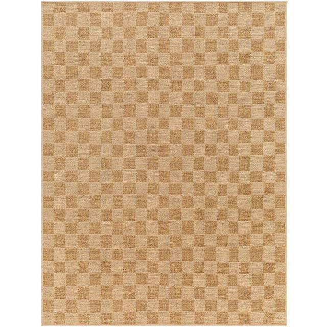 JERRIE In- & Outdoor Jute-Look Checkered Area Rug - Brown - 200cm x 275cm