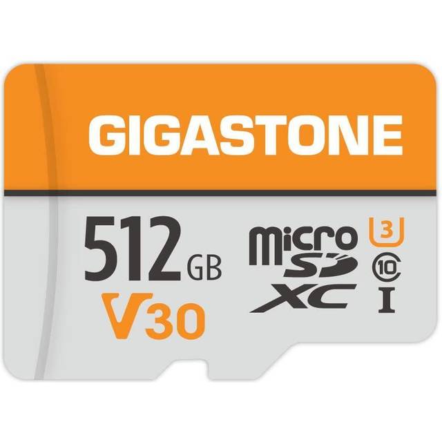 Gigastone 512GB Micro SD Card with 1x SD Adapter + 1x Mini-case, MicroSDXC Memory Card for Smartphone, Camera, 4K Video Recording, UHS-I A1 Class 10,