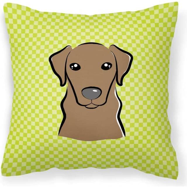 Caroline's Treasures BB1296PW1414 Checkerboard Lime Green Chocolate Labrador Canvas Pillow  Large  Multicolor