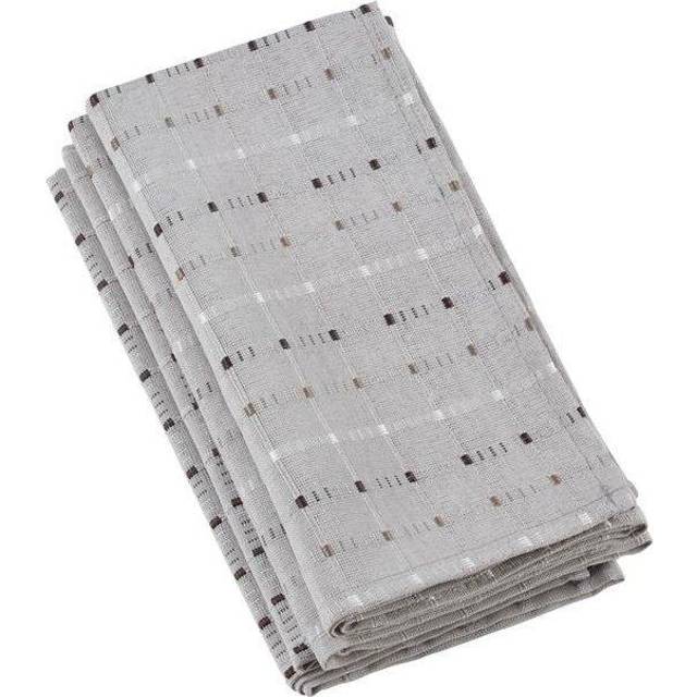 SARO LIFESTYLE 2136GY20S Cousu Collection Cotton Blend Stitched Line Table Napkins Set of 4 20 Grey