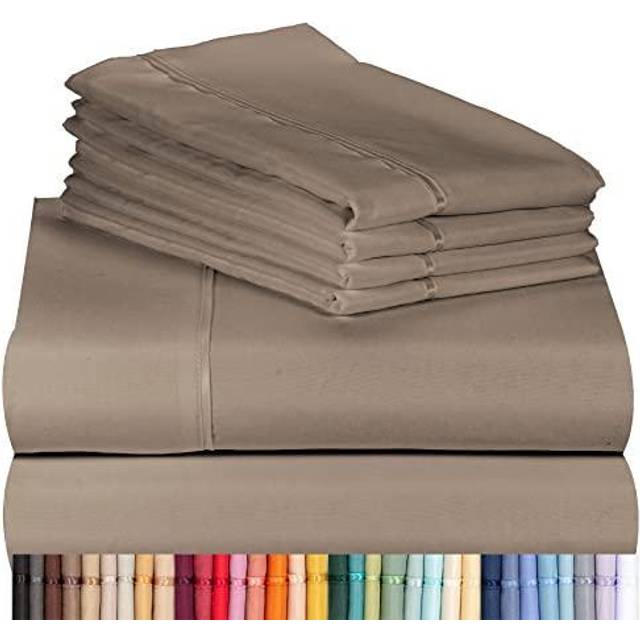 LuxClub 6 PC Sheet Set Sheets Deep Pockets 18 Eco Friendly Wrinkle Free Sheets Machine Washable Hotel Bedding Silky Soft - Tree Bark King