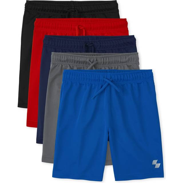 The Children's Place Boys' Athletic Basketball Shorts  Black/Tidal/Red/Blue/Gray  X-Small