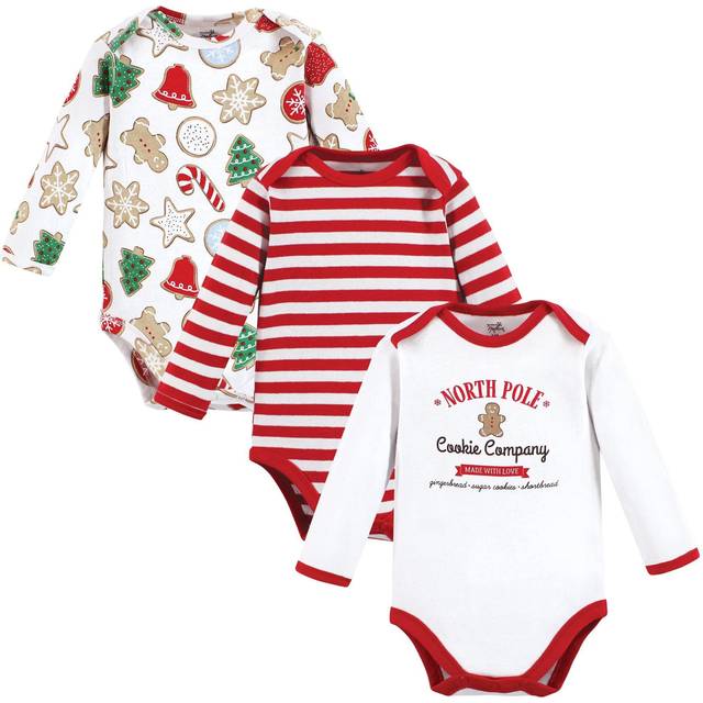 Touched by Nature Unisex Baby Organic Cotton Long-Sleeve Bodysuits  Christmas Cookies  9-12 Months