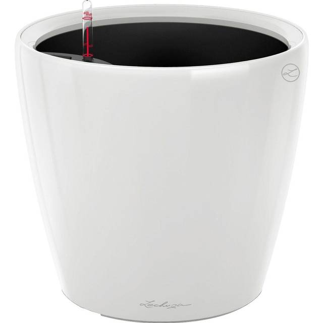 LECHUZA Planter Flower Pot CLASSICO LS 35 ALL-IN-ONE High-Gloss White 16060