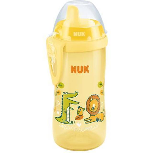 NUK Kiddy Cup Toddler Cup | 12+ Months | 300 ml | Leak-Proof Toughened Spout | Clip & Protective Cap | BPA-Free | Yellow