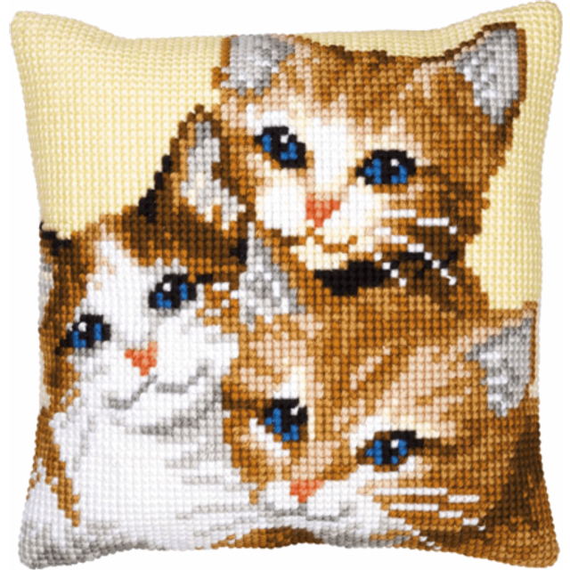 Vervaco Kittens Cross Stitch Cushion, Multi-Colour