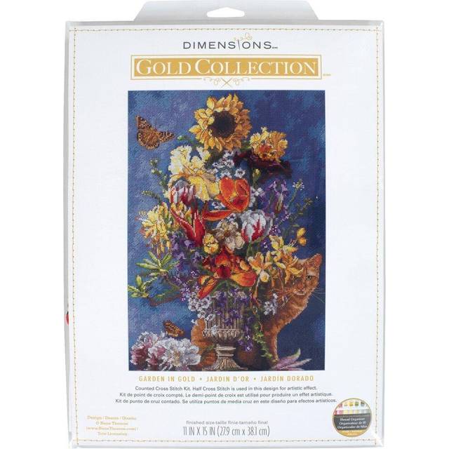 "Dimensions Gold Collection Counted Cross Stitch Kit 11""X15""-Garden In Gold (14 Count) -70-35404"