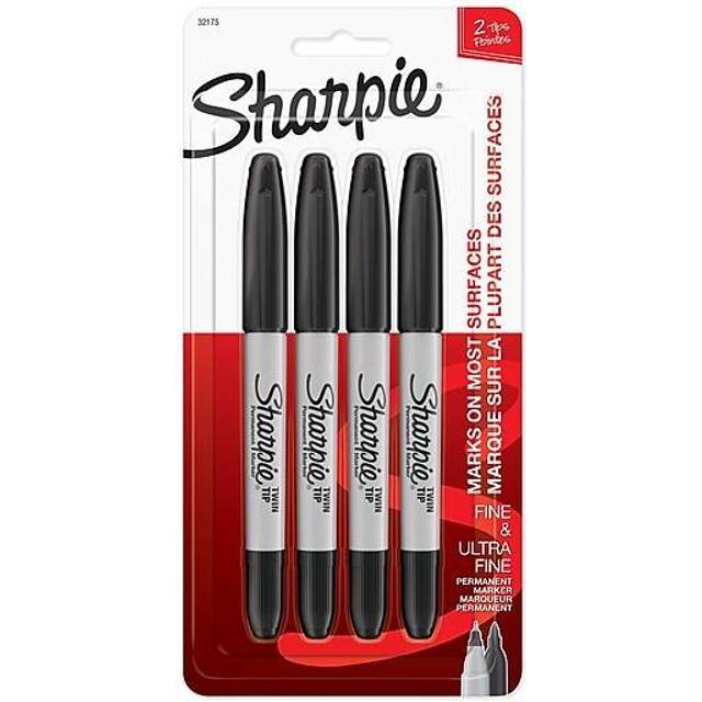 Sharpie Twin-Tip Permanent Markers  Black  Pack Of 4