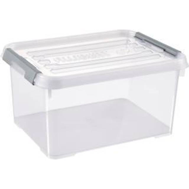 Curver Storage Box Handy Plus with lid 15L in Transparent/Silver, 39x29x20 cm