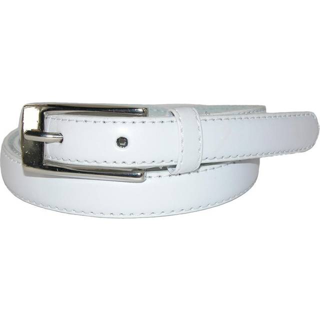 CTM Women's Skinny 3/4 Inch Leather Dress Belt - White Medium (Medium)