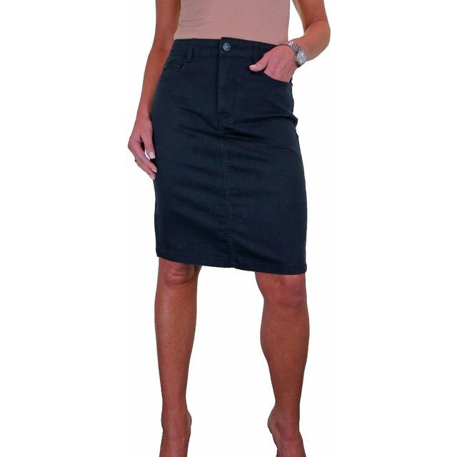 Stretch Chino Knee Length Pencil Skirt - Navy - 16
