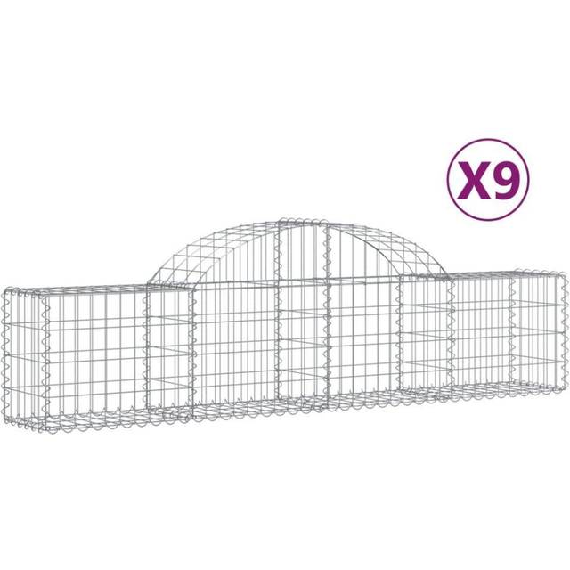 Vidaxl Arched Gabion Baskets 9 Pcs 200x30x40/60 Cm Galvanised Iron