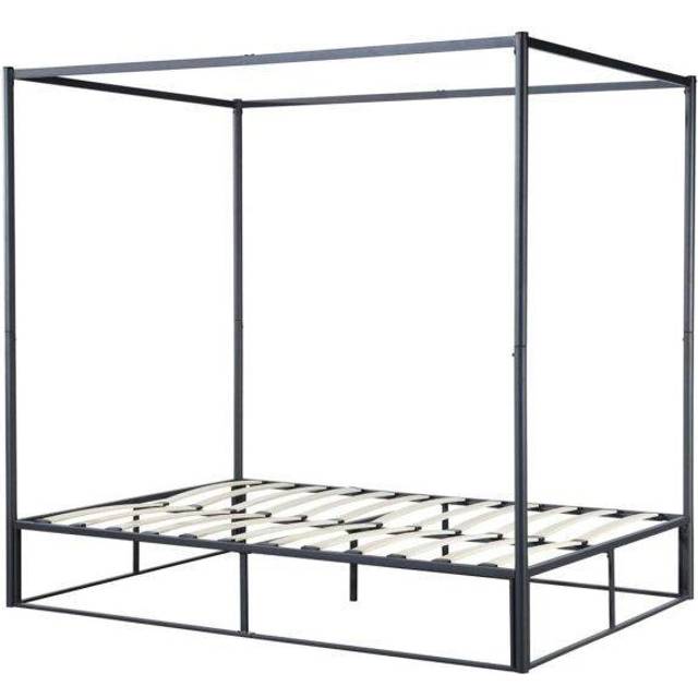 Black 4 Poster Bed Frame Metal Birlea Farringdon Canopy Bed 4FT6 Double 135cm