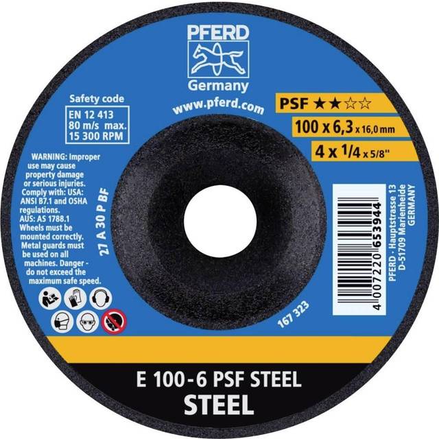 Pferd Grinding Wheel E 100-6 PSF Steel/16- you get 10
